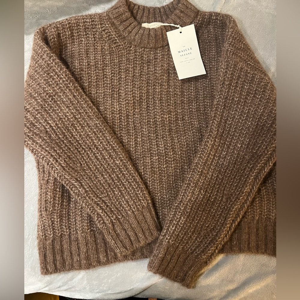 SEZANE NWT JOSE JUMPER DARK TAUPE